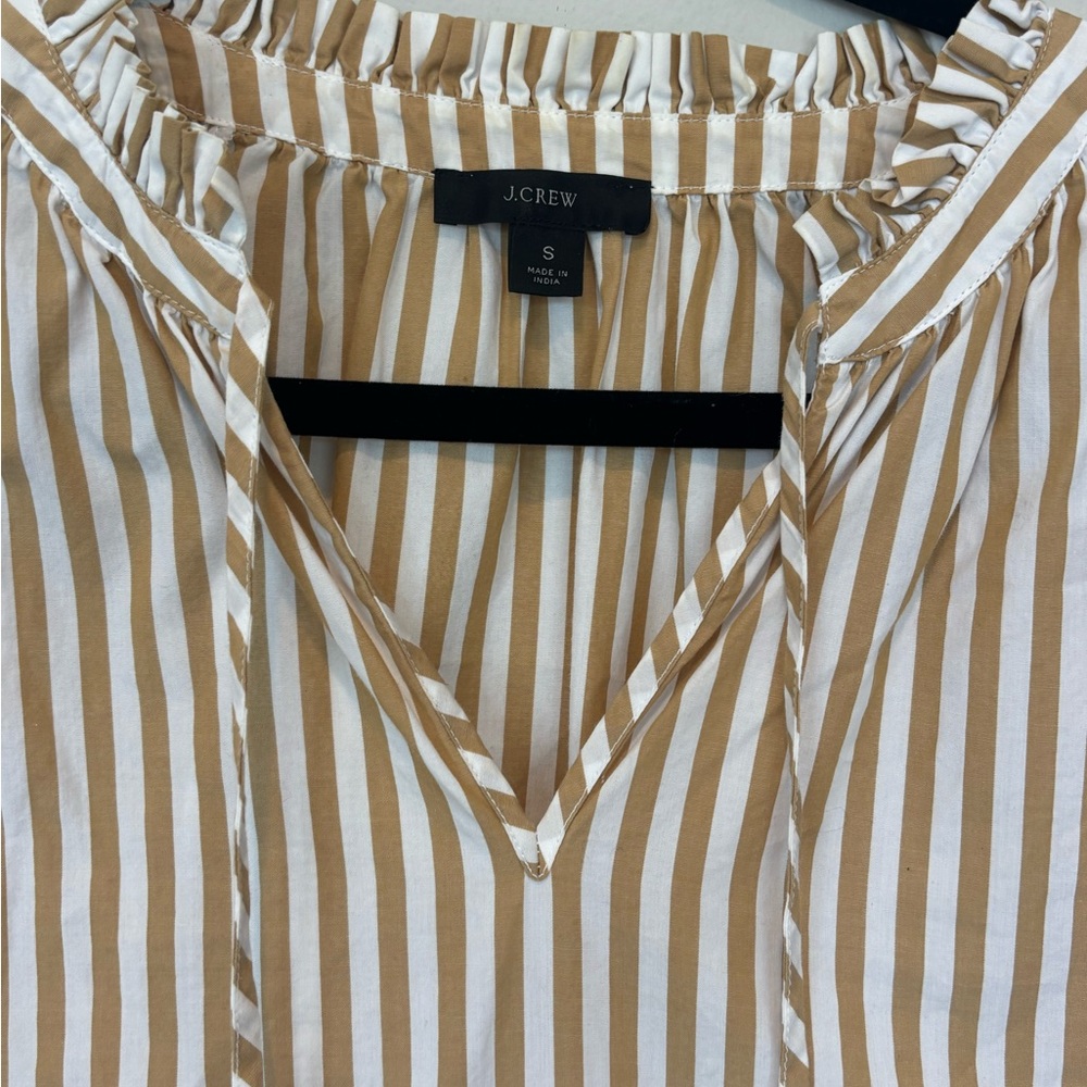 J. Crew Tan Sailor Cotton Collar Boxy Blouse Small - Picture 3 of 6